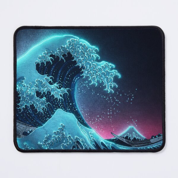 Item preview, Moonlight Glow Great Wave | Neon Ukiyo-e Re:Mix | Japanese Art | Hokusai Metal designed and sold by vekotpu.
