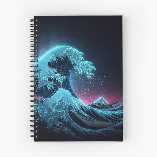 Item preview, Moonlight Glow Great Wave | Neon Ukiyo-e Re:Mix | Japanese Art | Hokusai Metal designed and sold by vekotpu.