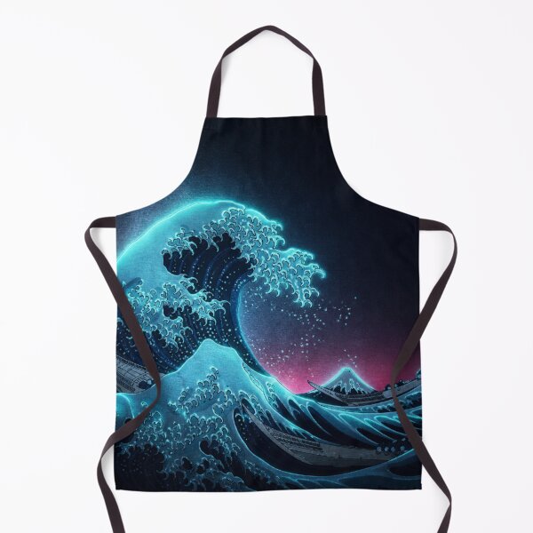 Item preview, Moonlight Glow Great Wave | Neon Ukiyo-e Re:Mix | Japanese Art | Hokusai Metal designed and sold by vekotpu.