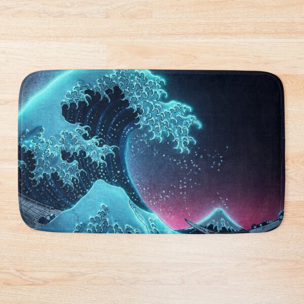 Item preview, Moonlight Glow Great Wave | Neon Ukiyo-e Re:Mix | Japanese Art | Hokusai Metal designed and sold by vekotpu.