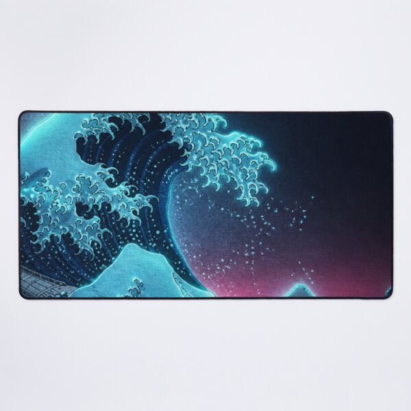 Item preview, Moonlight Glow Great Wave | Neon Ukiyo-e Re:Mix | Japanese Art | Hokusai Metal designed and sold by vekotpu.
