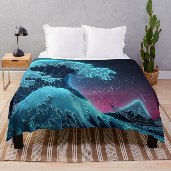 Item preview, Moonlight Glow Great Wave | Neon Ukiyo-e Re:Mix | Japanese Art | Hokusai Metal designed and sold by vekotpu.