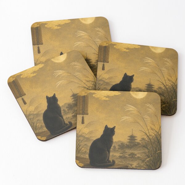 Item preview, Heian Cats #007 – Moonlit Silence designed and sold by YamatoCatStudio.