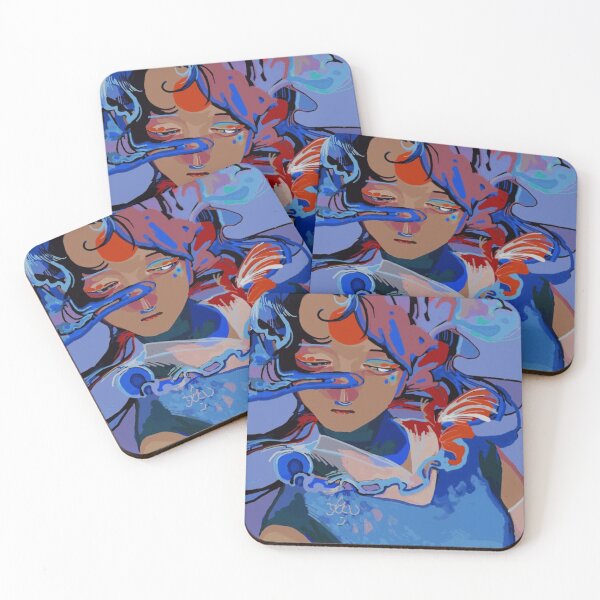Aperçu de l'œuvre Peinture surréaliste de poissons koi, esprit mélancolique de l'eau créée et vendue par BastienDelcourt.