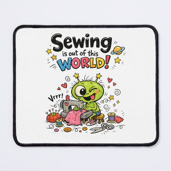 Item preview, Alien Sewing Is Out of This World! Funny Sewing Lover Cartoon Sticker designed and sold by EverStitchStudio ★★★★★.