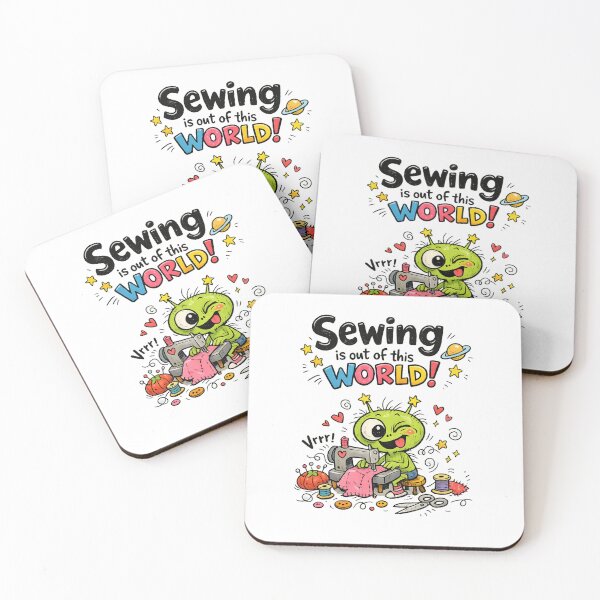 Item preview, Alien Sewing Is Out of This World! Funny Sewing Lover Cartoon Sticker designed and sold by EverStitchStudio ★★★★★.