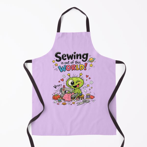 Item preview, Alien Sewing Is Out of This World! Funny Sewing Lover Cartoon Sticker designed and sold by EverStitchStudio ★★★★★.