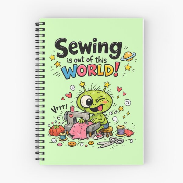 Item preview, Alien Sewing Is Out of This World! Funny Sewing Lover Cartoon Sticker designed and sold by EverStitchStudio ★★★★★.
