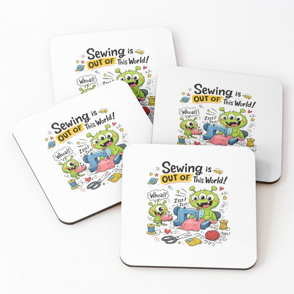 Item preview, Alien Sewing Is Out of This World! Funny Sewing Lover Cartoon Sticker designed and sold by EverStitchStudio ★★★★★.
