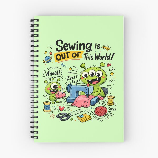 Item preview, Alien Sewing Is Out of This World! Funny Sewing Lover Cartoon Sticker designed and sold by EverStitchStudio ★★★★★.