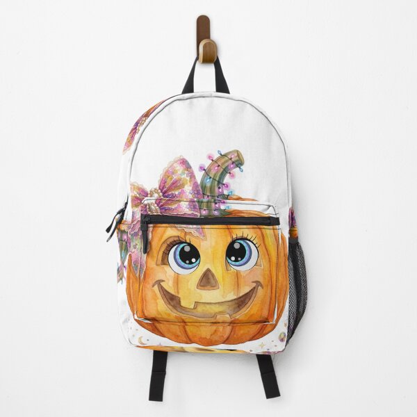 Item preview, Kawaii Halloween Pumpkin: Watercolor Jack-o'-Lantern with Fairy Lights and Glitter Bow designed and sold by VibranPalette.