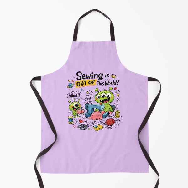 Item preview, Alien Sewing Is Out of This World! Funny Sewing Lover Cartoon Sticker designed and sold by EverStitchStudio ★★★★★.