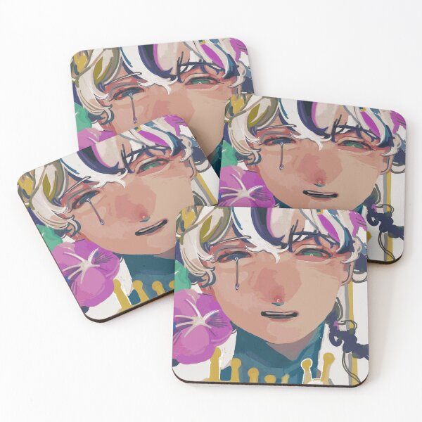Item preview, Emotional Crying Anime Boy Expressive Floral Portrait designed and sold by BastienDelcourt.