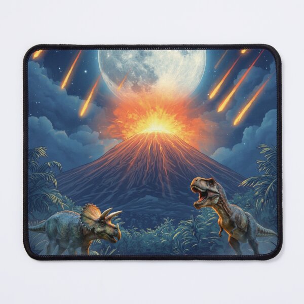 Item preview, Dinosaur Apocalypse – T-Rex, Triceratops & Meteor Shower Under the Full Moon designed and sold by Meteor Mercher Shop.