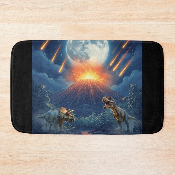 Item preview, Dinosaur Apocalypse – T-Rex, Triceratops & Meteor Shower Under the Full Moon designed and sold by Meteor Mercher Shop.
