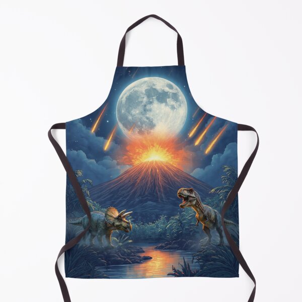 Item preview, Dinosaur Apocalypse – T-Rex, Triceratops & Meteor Shower Under the Full Moon designed and sold by Meteor Mercher Shop.