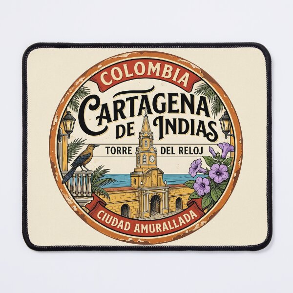 Item preview, Clock Tower Sticker — Vintage Cartagena Colonial Badge designed and sold by ColombianaShop.