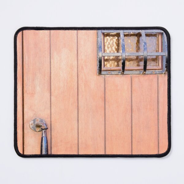 Item preview, Rustic Wooden Door With Iron Handle And Small Grilled Arched Window, Close-Up Texture designed and sold by Nmallia.
