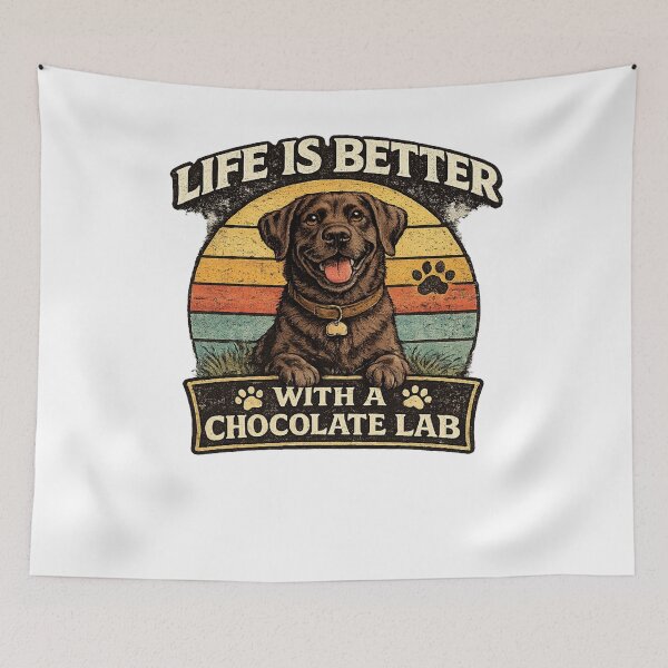 Item preview, Life Is Better With A Chocolate Lab | Vintage Labrador Retriever Dog Lover T-Shirt designed and sold by Goodthingstree.