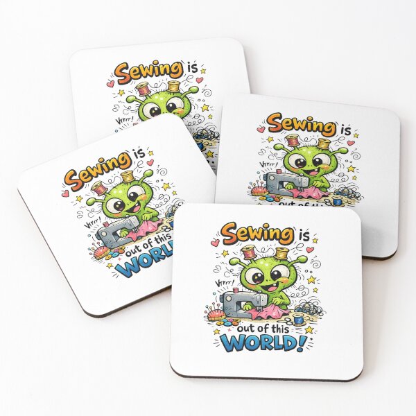 Item preview, Alien Sewing Is Out of This World! Funny Sewing Lover Cartoon Sticker designed and sold by EverStitchStudio ★★★★★.