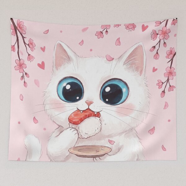 Item preview, Cozy Sushi Kitty designed and sold by LyssasMindArt.