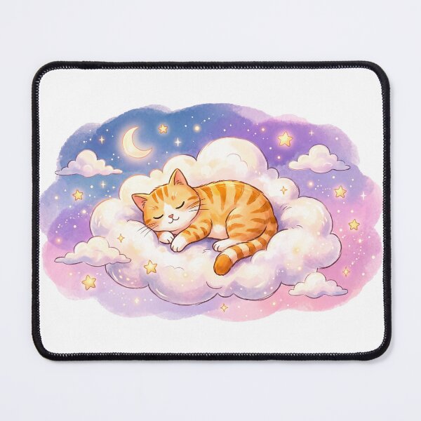 Item preview, Magical Dreaming Kitten on a Starry Night Cloud designed and sold by kchechare09art.