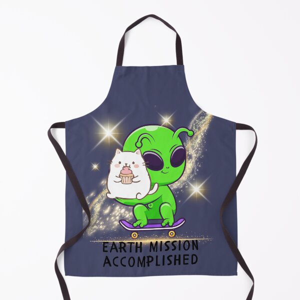 Item preview, Earth Mission Accomplished Cute Alien and Cat designed and sold by AhmadAnnaPrints.