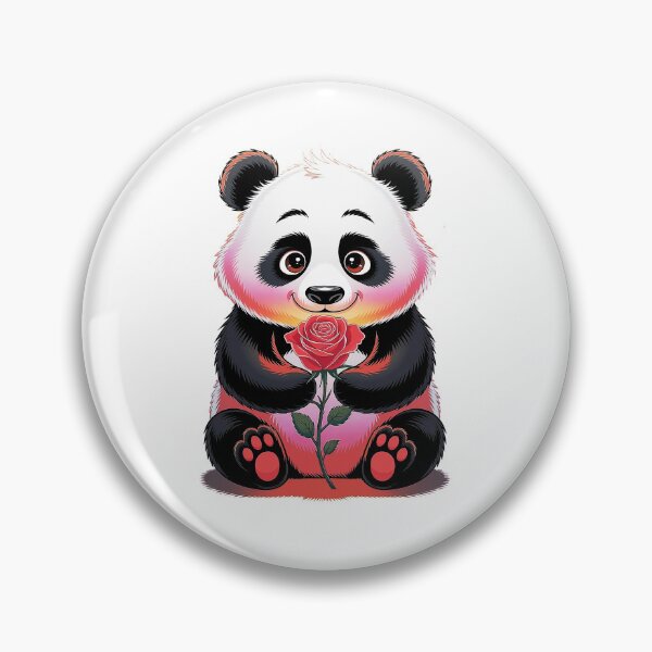 Item preview, Cute Cartoon Panda Holding Red Rose - Panda Lover Gift, Animal Flower Art, Adorable Panda Illustration designed and sold by Pro AguiZoul Art.