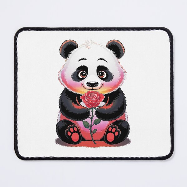 Item preview, Cute Cartoon Panda Holding Red Rose - Panda Lover Gift, Animal Flower Art, Adorable Panda Illustration designed and sold by Pro AguiZoul Art.