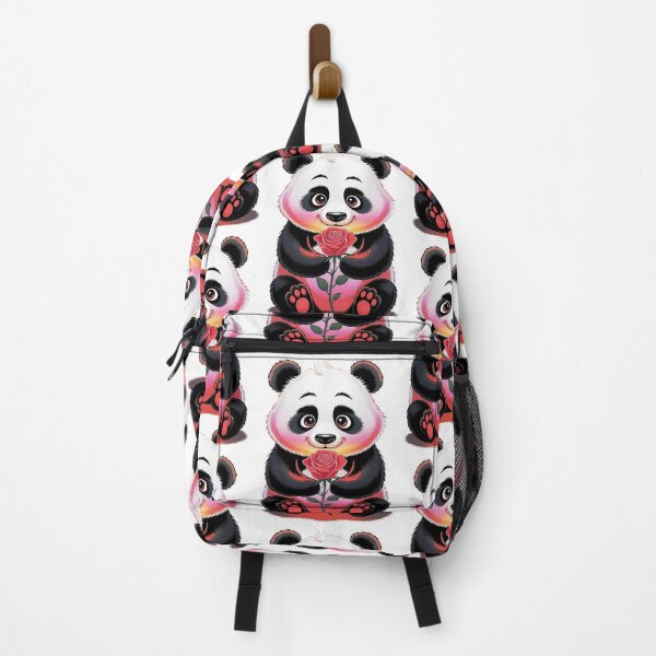 Item preview, Cute Cartoon Panda Holding Red Rose - Panda Lover Gift, Animal Flower Art, Adorable Panda Illustration designed and sold by Pro AguiZoul Art.