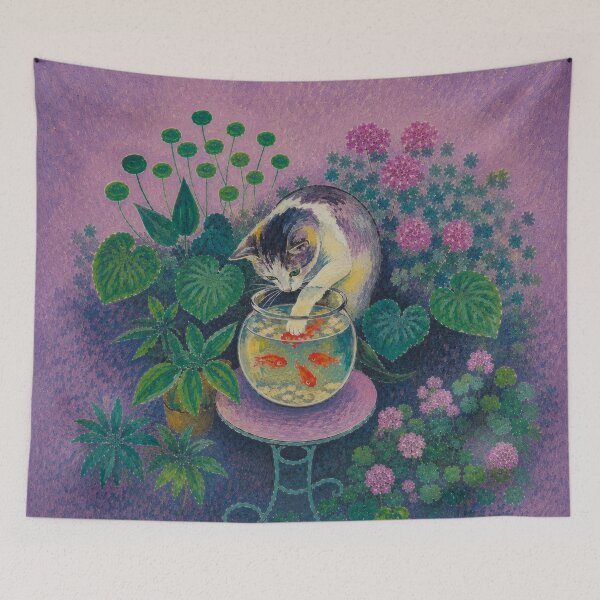 Item preview, Curious Cat Watching Goldfish – Matisse Inspired Art designed and sold by UtArt.