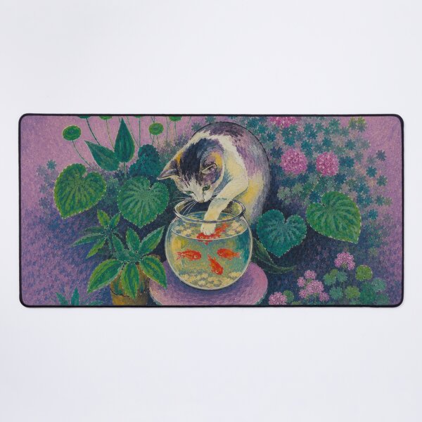 Item preview, Curious Cat Watching Goldfish – Matisse Inspired Art designed and sold by UtArt.