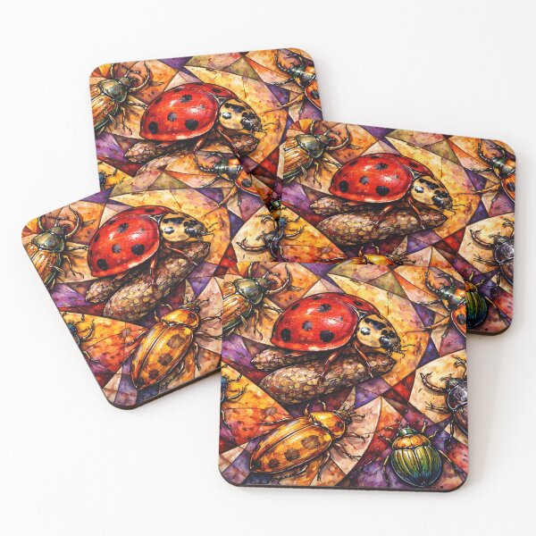 Item preview, Colorful Beetles on Geometric Background designed and sold by cuprum.
