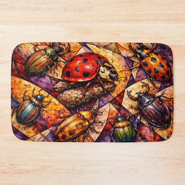 Item preview, Colorful Beetles on Geometric Background designed and sold by cuprum.