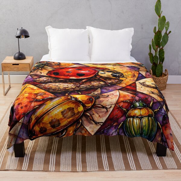 Item preview, Colorful Beetles on Geometric Background designed and sold by cuprum.