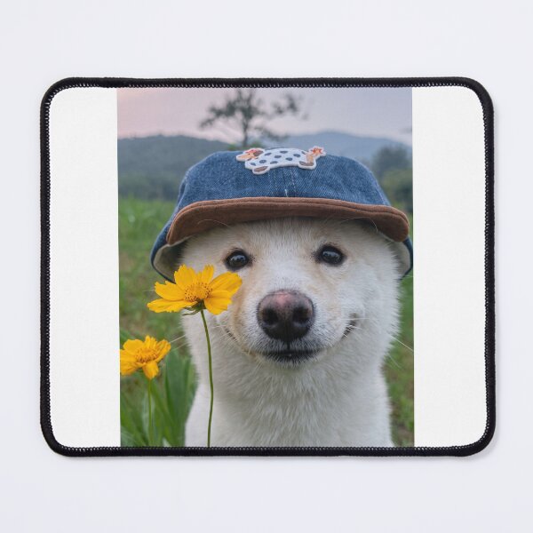 Item preview, Cute White Dog Wearing Denim Cap designed and sold by Vinnu Vault.