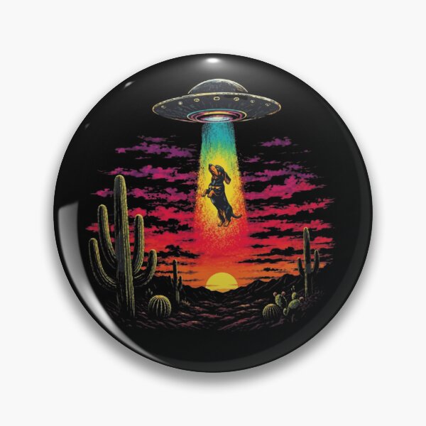 Item preview, Funny Dachshund UFO Alien Abduction Desert Sunset designed and sold by haitrieuic96.