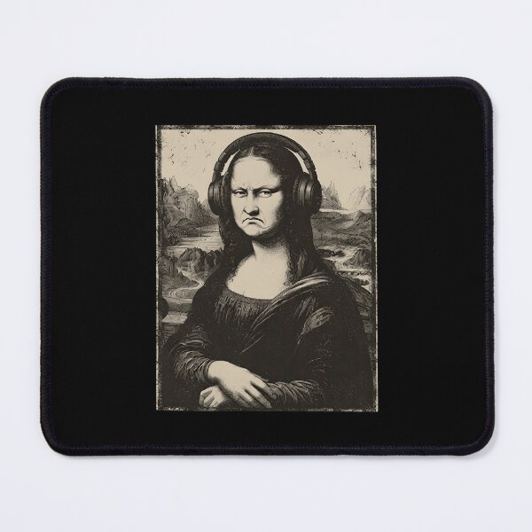 Item preview, Mona Lisa Bass Face With Headphones Funny Music Art designed and sold by PixlCrypt.