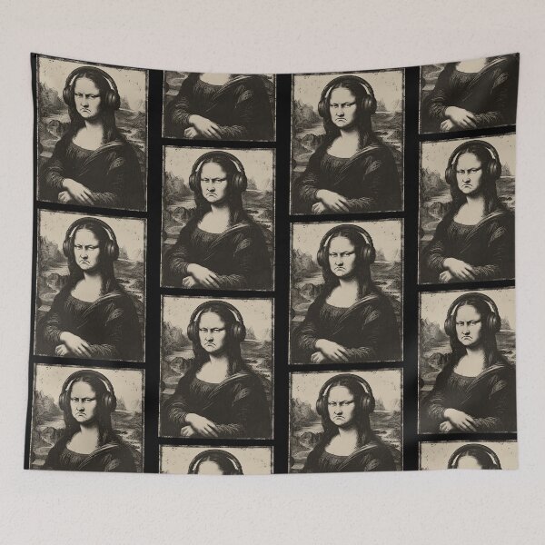 Item preview, Mona Lisa Bass Face With Headphones Funny Music Art designed and sold by PixlCrypt.