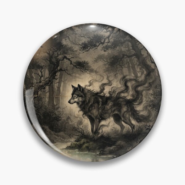 Item preview, The Shadow Wolf of the Sacred Spring Sumi-e Ink Wash designed and sold by DuckOddity.