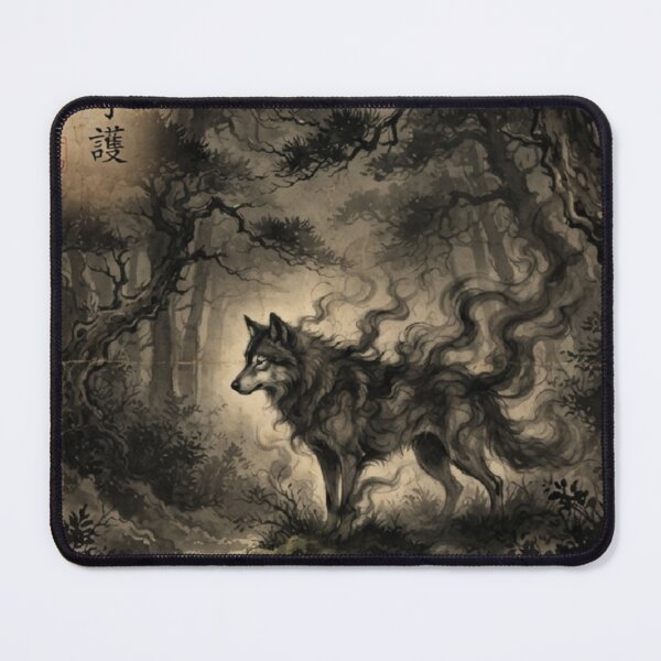 Item preview, The Shadow Wolf of the Sacred Spring Sumi-e Ink Wash designed and sold by DuckOddity.