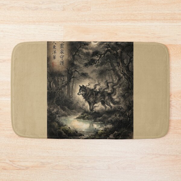 Item preview, The Shadow Wolf of the Sacred Spring Sumi-e Ink Wash designed and sold by DuckOddity.