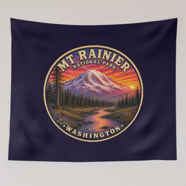 Aperçu de l'œuvre Badge du parc national du Mont Rainier | Bigfoot caché | Washington créée et vendue par Swanny's Custom T-shirt and Gift Designs.