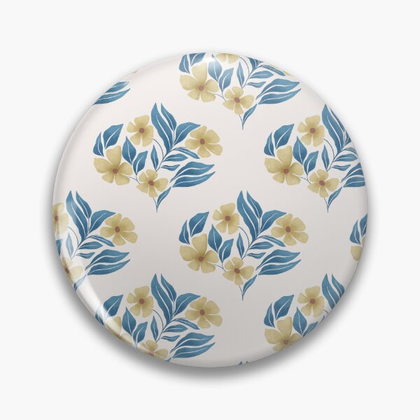Item preview, Retro Ochre Yellow and Classic Blue Floral Seamless Pattern designed and sold by StoriesInGrain.