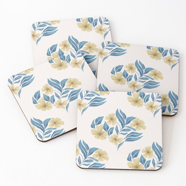 Item preview, Retro Ochre Yellow and Classic Blue Floral Seamless Pattern designed and sold by StoriesInGrain.