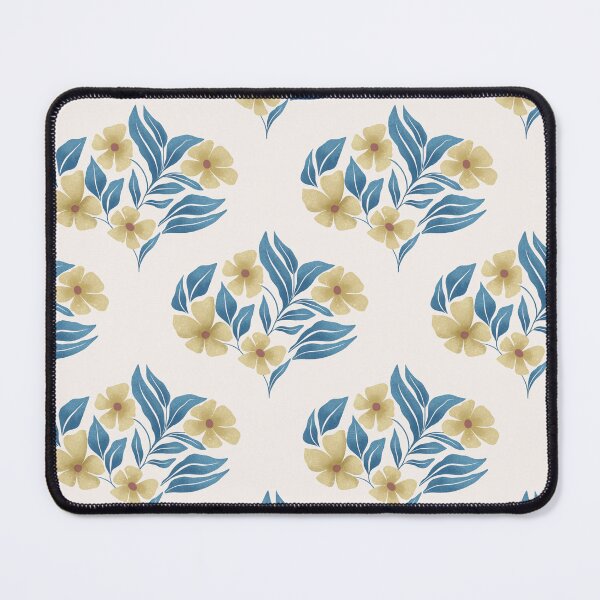 Item preview, Retro Ochre Yellow and Classic Blue Floral Seamless Pattern designed and sold by StoriesInGrain.