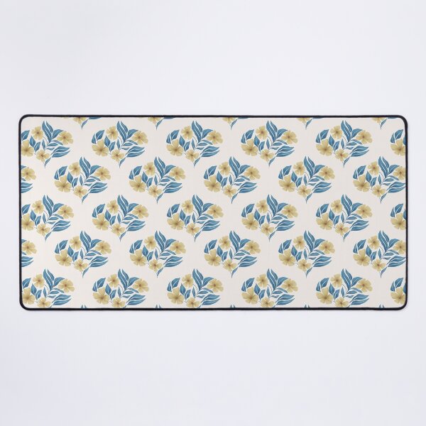 Item preview, Retro Ochre Yellow and Classic Blue Floral Seamless Pattern designed and sold by StoriesInGrain.