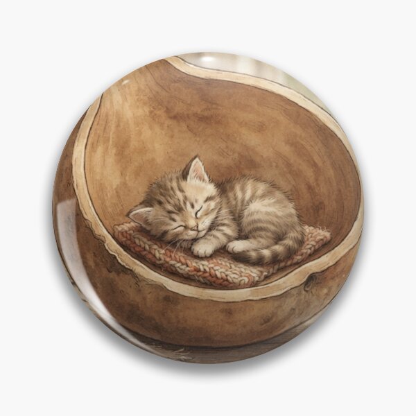 Item preview, Tiny Kitten in a Giant Dried Gourd Bowl Miniature Illustration designed and sold by DuckOddity.
