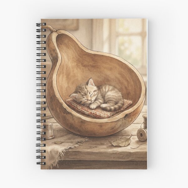 Item preview, Tiny Kitten in a Giant Dried Gourd Bowl Miniature Illustration designed and sold by DuckOddity.