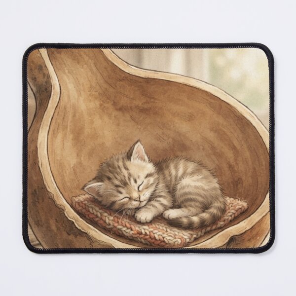 Item preview, Tiny Kitten in a Giant Dried Gourd Bowl Miniature Illustration designed and sold by DuckOddity.